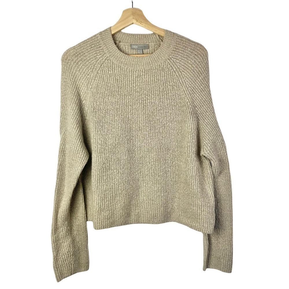 ASOS Light Brown Ribbed Wide Sleeve Pullover Sweater 0